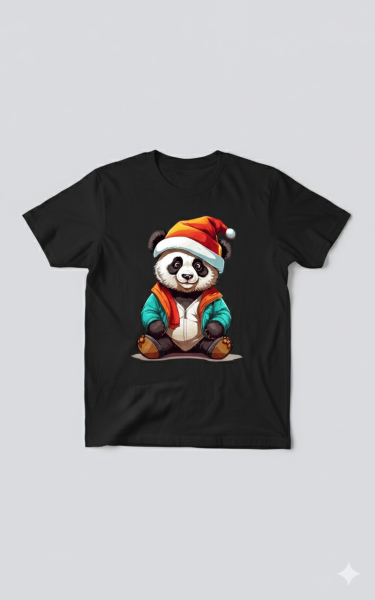 Kalėdinė Panda - šventiniai marškinėliai