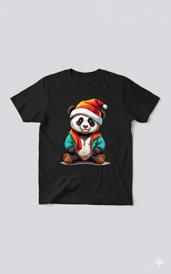 Kalėdinė Panda - šventiniai marškinėliai Kalėdinė Panda - šventiniai marškinėliai